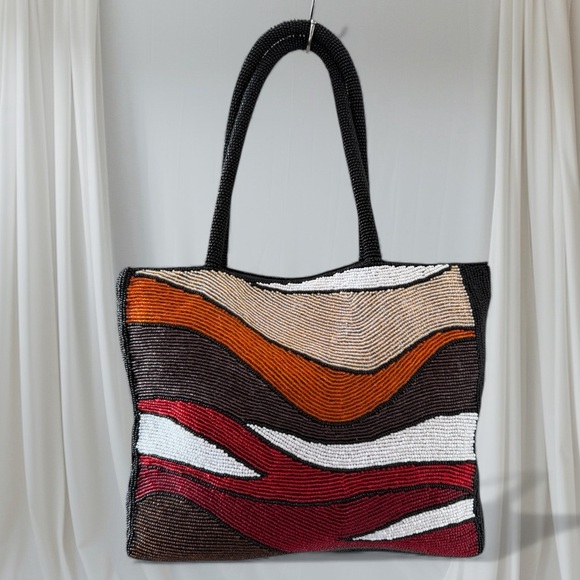 BOUTIQUE BEADED ABSTRACT HANDBAG ⭐️RARE - Picture 1 of 3